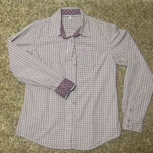CINCH Women’s Shirt L Western Cowgirl Button Down Checkered Purple White